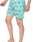 Men's Sky Blue Stripe Print Boxer Shorts