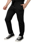 Men's Black Elasticted Track Pants With Drawstring