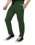 Men's Olive Elasticted Track Pants With Drawstring