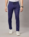 Men's Navy Track Pant with Right Side Print