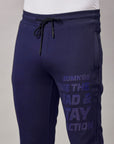 Men's Navy Track Pant with Right Side Print