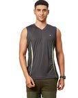 Men's V Neck Dark Grey Sleeveless T-Shirt