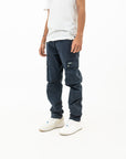 Mens Heavy Twill Navy Overdyed Cargo Pant