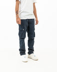 Mens Heavy Twill Navy Overdyed Cargo Pant