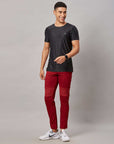 Men's Maroon Solid Track Pant