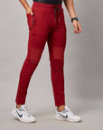 Men's Maroon Solid Track Pant