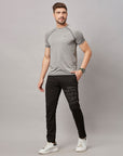 Men's Black Track Pant with Right Side Print