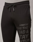 Men's Black Track Pant with Right Side Print