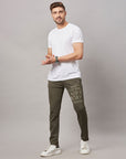 Men's Olive Track Pant with Right Side Print