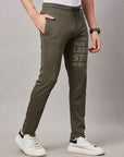 Men's Olive Track Pant with Right Side Print