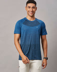 Men's Navy Sports T-Shirt Double Shade