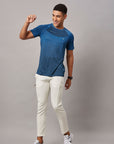 Men's Navy Sports T-Shirt Double Shade