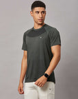 Men's Olive Sports T-Shirt Double Shade