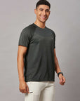 Men's Olive Sports T-Shirt Double Shade