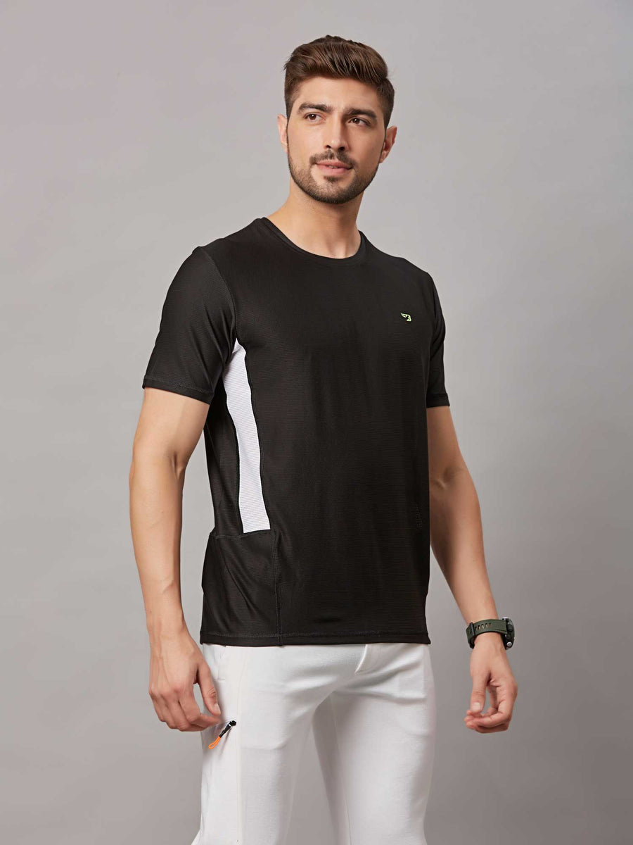 Men's Black Sports T-Shirt Fancy Style