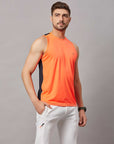 Men's Neon Orange Sleeveless Sports T-Shirt