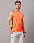 Men's Neon Orange Sleeveless Sports T-Shirt