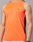 Men's Neon Orange Sleeveless Sports T-Shirt