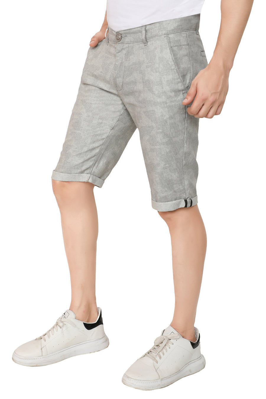 Men's Grey Linen Cotton Shorts