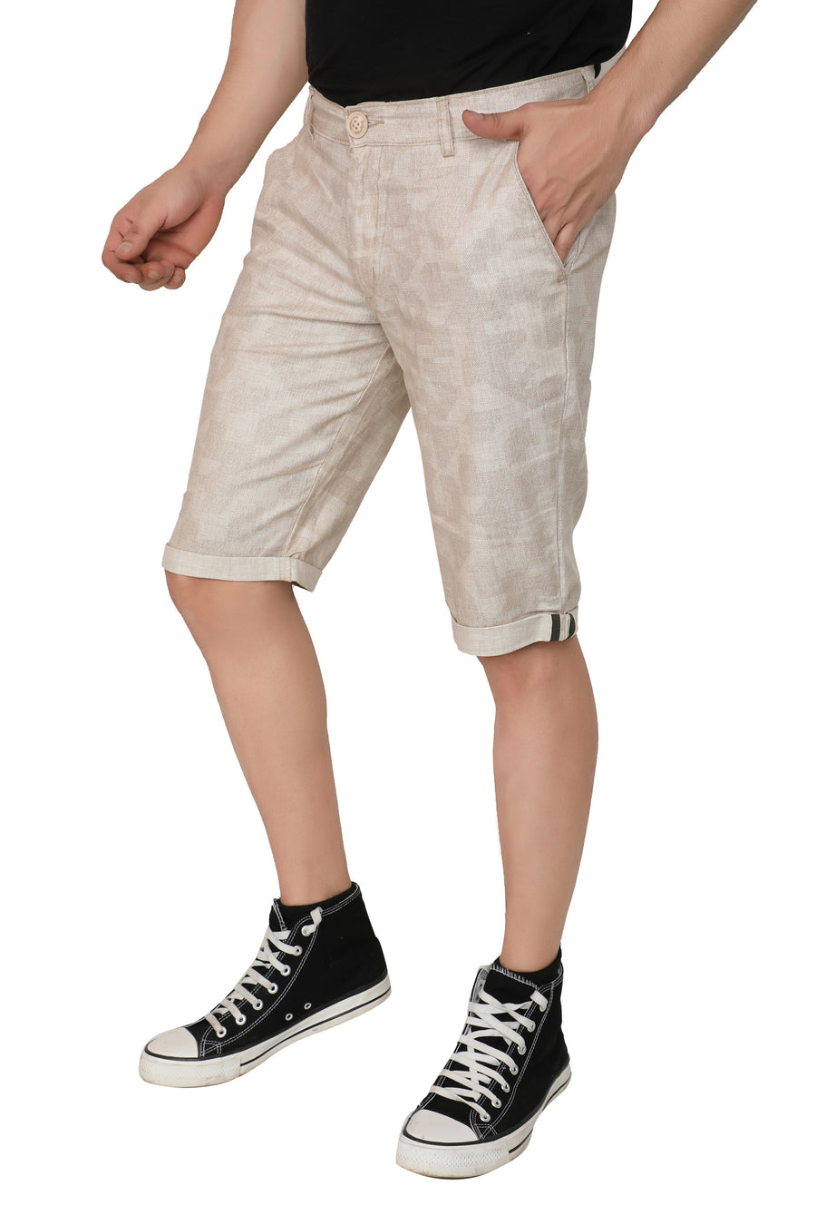Men's Beige Linen Cotton Shorts