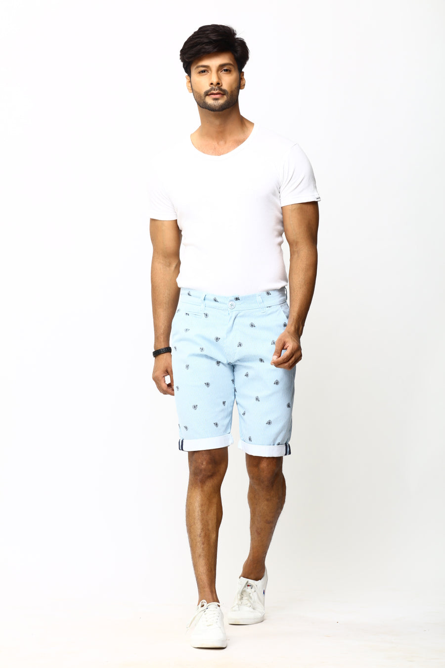 Men's Sky Stripe Printed Cotton Shorts