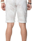 Men's Feather Beige Printed Cotton Shorts