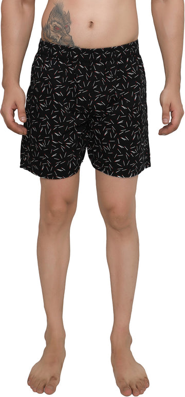 Men's Black Matchstick Print Boxer Shorts