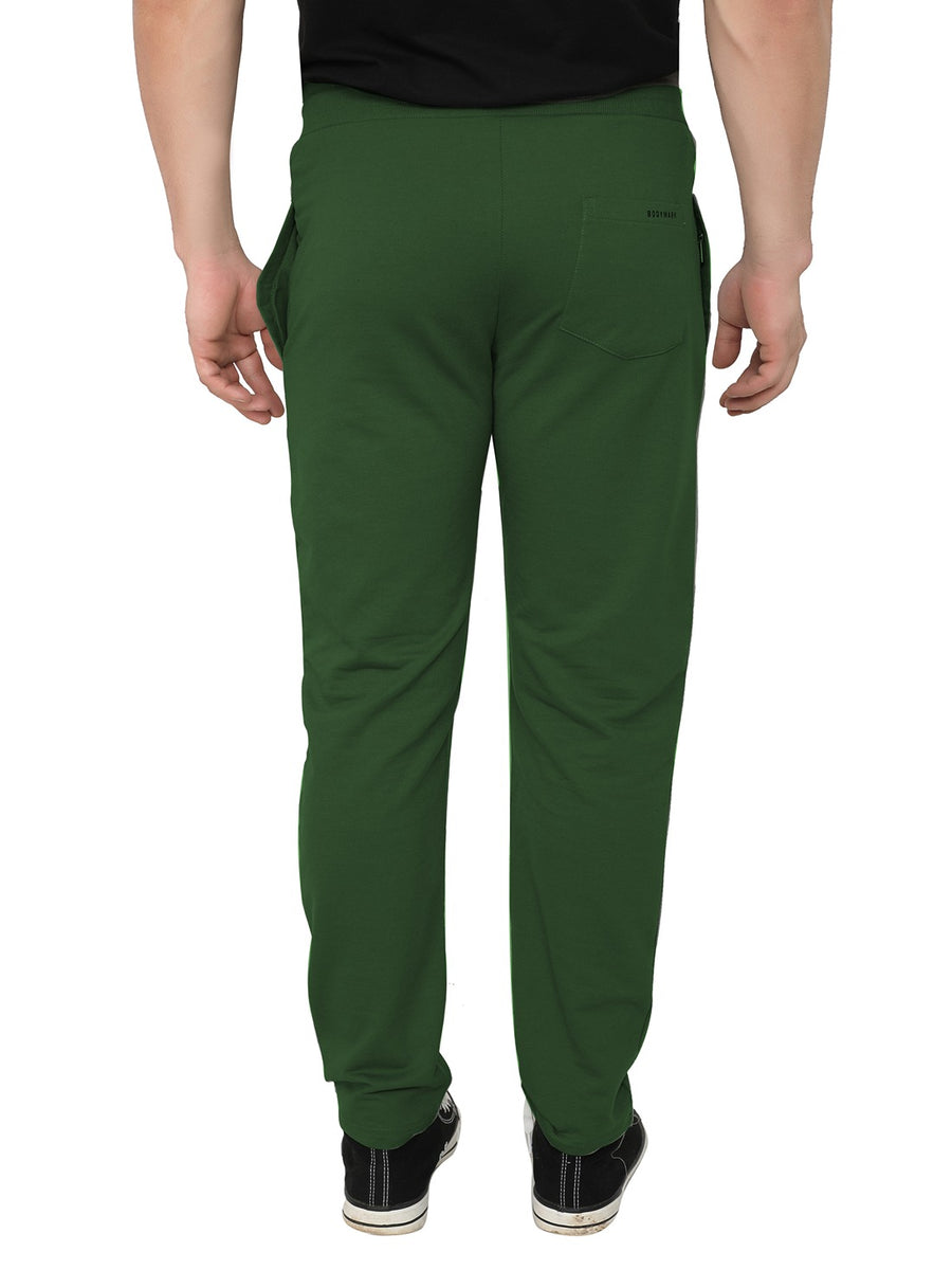 Men's Olive Elasticted Track Pants With Drawstring