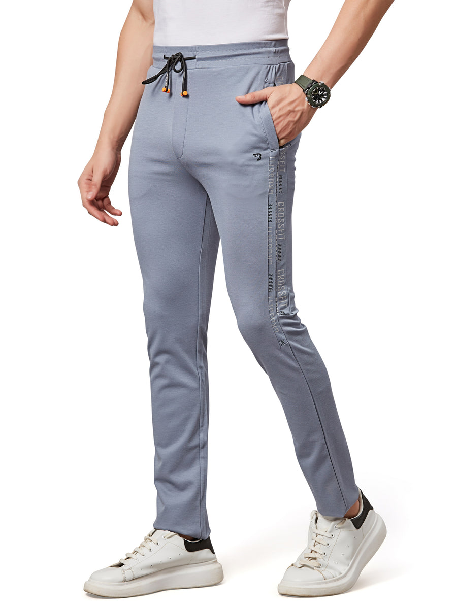 Men's S.Blue Track Pant with Side Print