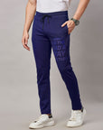 Men's Navy Track Pant with Right Side Print