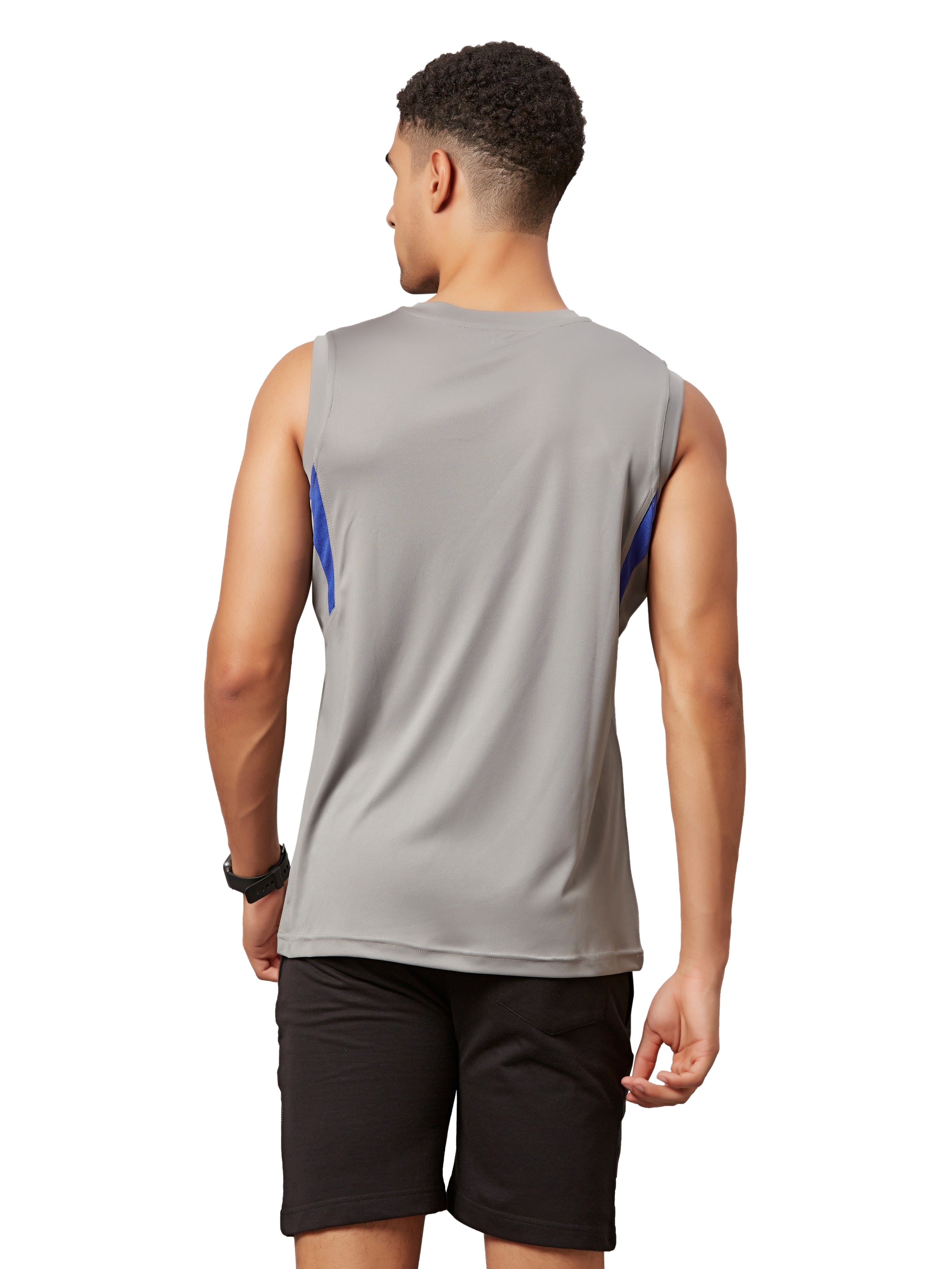 Men's V Neck Grey Sleeveless T-Shirt