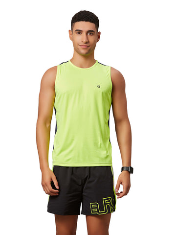 Men's Neon Yellow Sleeveless Sports T-Shirt