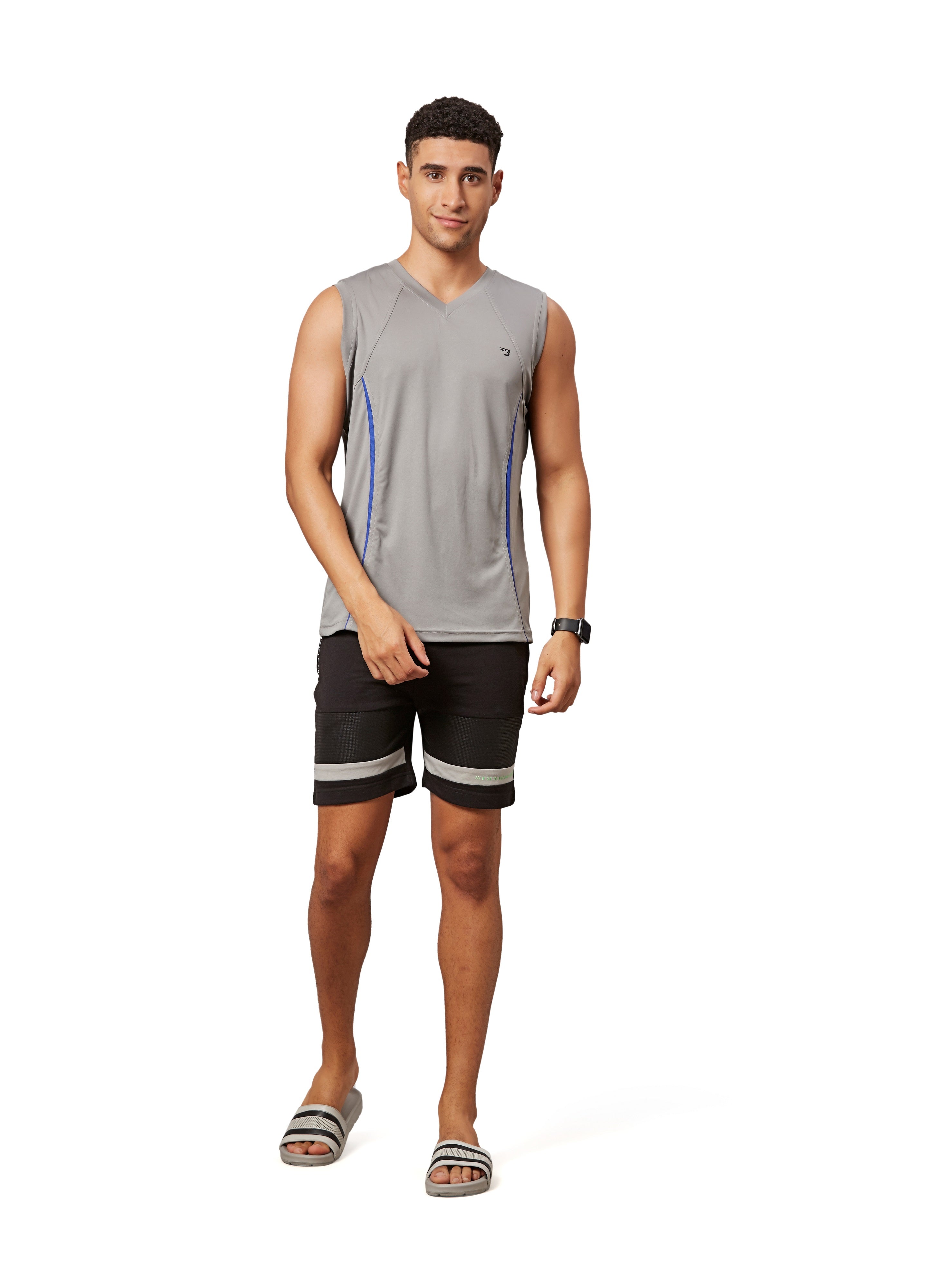 Men's V Neck Grey Sleeveless T-Shirt