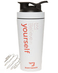 White Believe Stainless Steel Shaker Bottle with Spring Ball