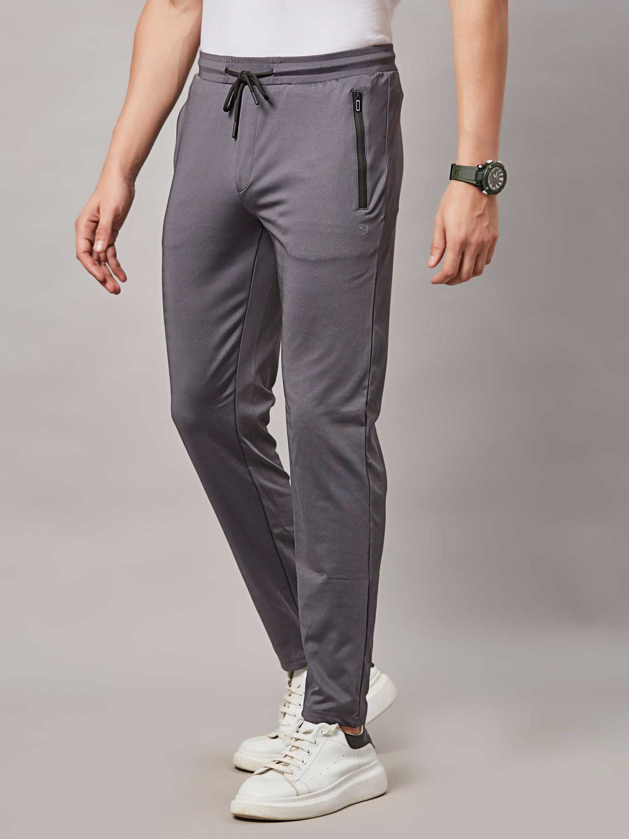 Men's Grey Solid Track Pant