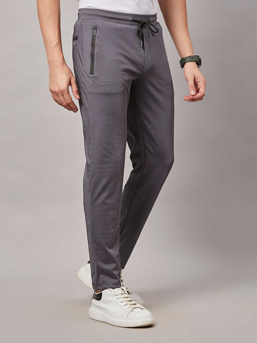 Men's Grey Solid Track Pant
