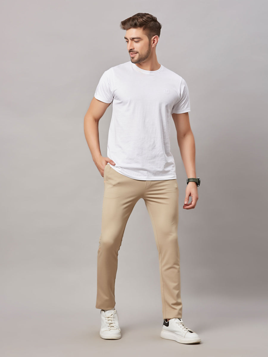 Men's Khaki Track Pant with Side Print