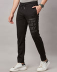 Men's Black Track Pant with Right Side Print