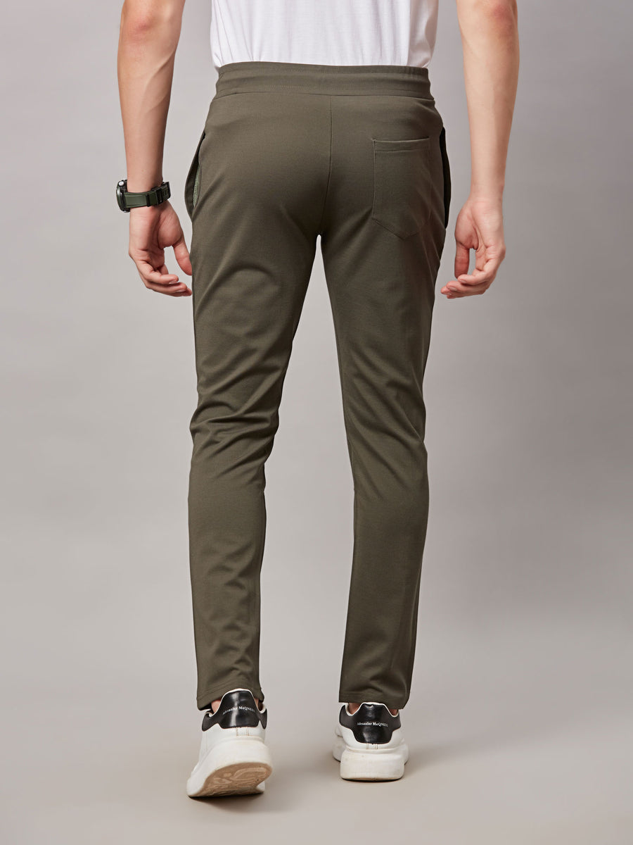 Men's Olive Track Pant with Right Side Print