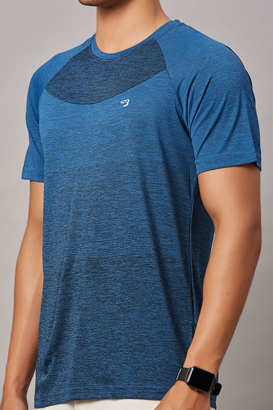 Men's Navy Sports T-Shirt Double Shade